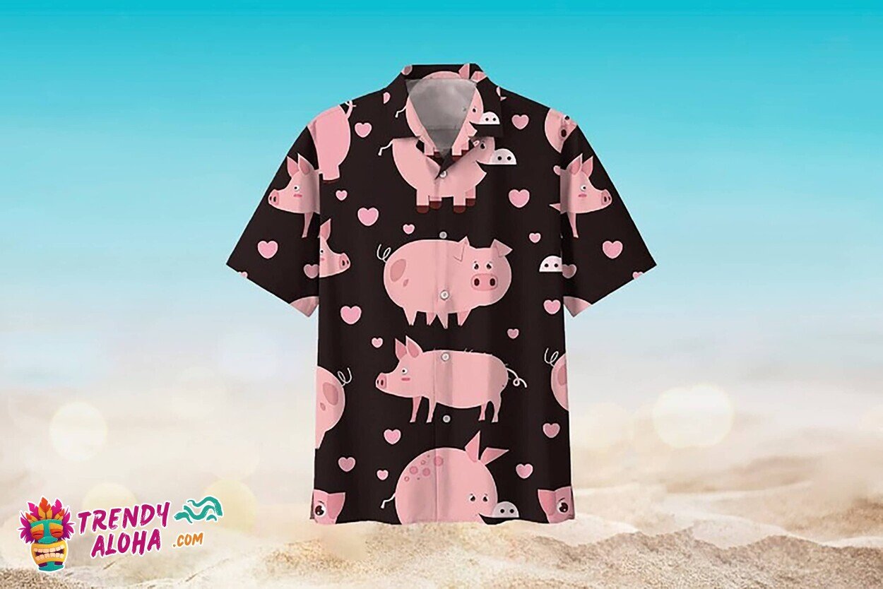 Pig Lover’s Tropical Aloha Summer Beach Hawaiian Shirt with Button Down