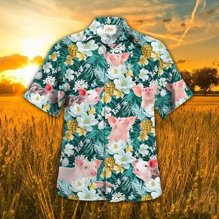 Pig Trendy Hawaiian Shirts For Men And Women, Pig Tropical Pineapple Fruit Trendy Hawaiian Shirt For Summer, Beach Shirt