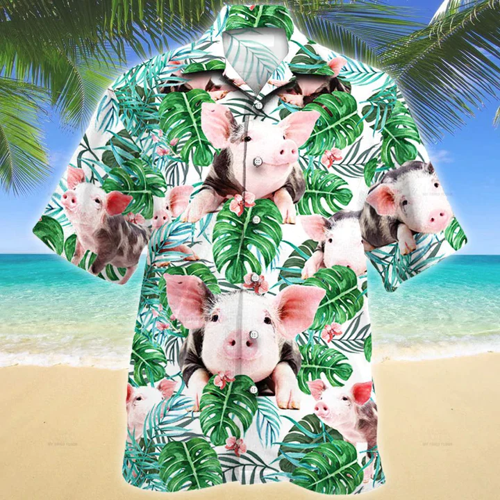 Pig Tropical Plant Trendy Hawaiian Shirt, Summer Men Trendy Hawaiian Shirts – Casual Button Down Short Sleeve Shirt Pig Tropical Plant Trendy Hawaiian Shirt, Summer Men Trendy Hawaiian Shirts – Casual Button Down Short Sleeve Shirt