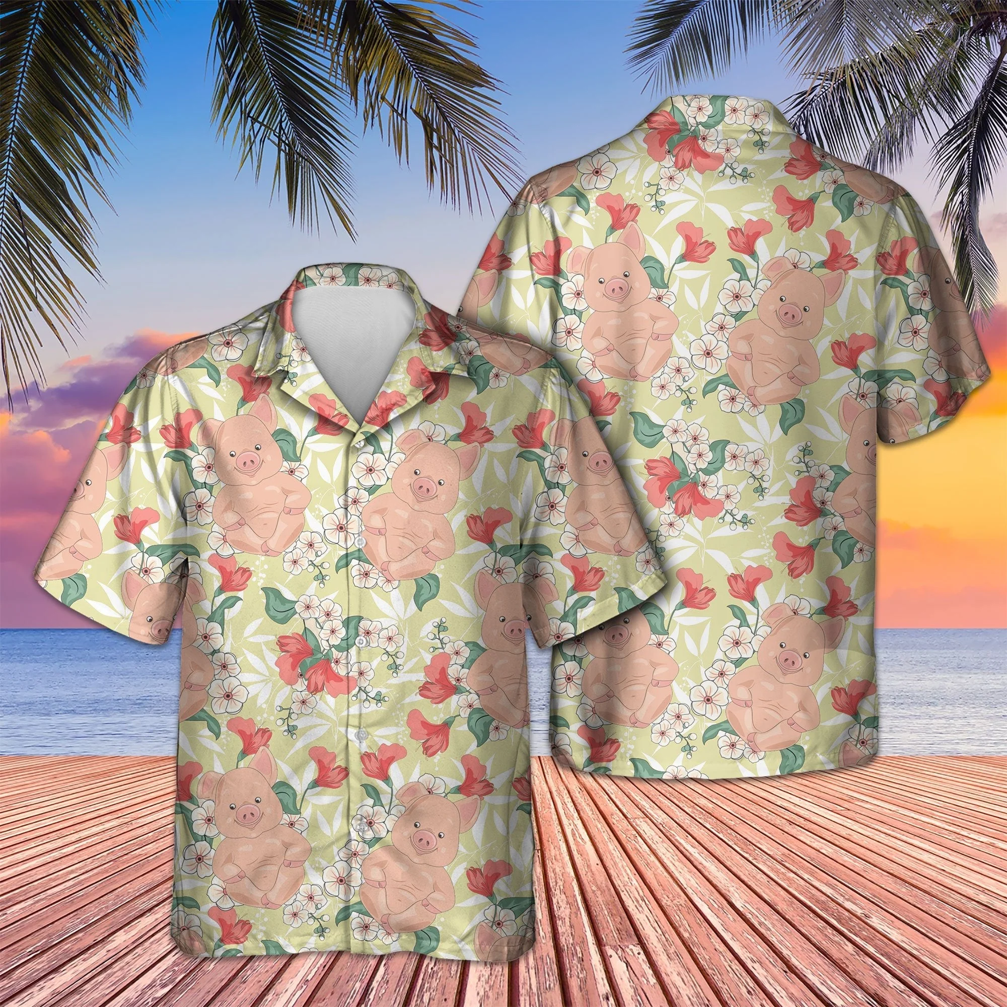 Pig Vintage Floral Trendy Hawaiian Shirt, Vintage Trendy Hawaiian Shirt For Summer Gifts Pig Vintage Floral Trendy Hawaiian Shirt, Vintage Trendy Hawaiian Shirt For Summer Gifts
