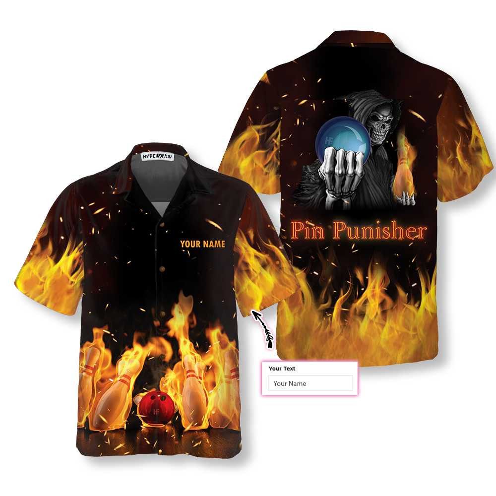Pin Punisher Bowling Custom Name Aloha Trendy Hawaiian Shirts For Men & For Women