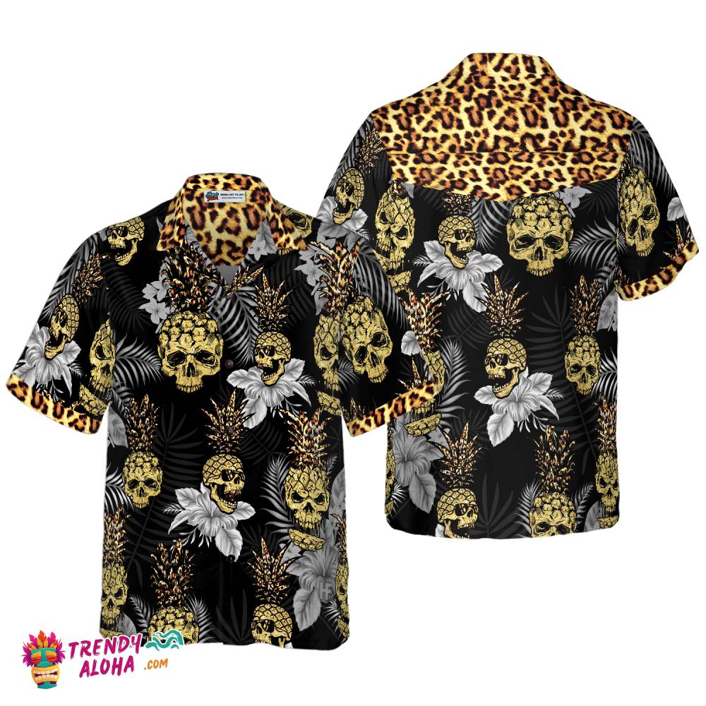Pine Apple Skull Leopard Tropical Hawaiian Shirt Pine Apple Skull Leopard Tropical Hawaiian Shirt