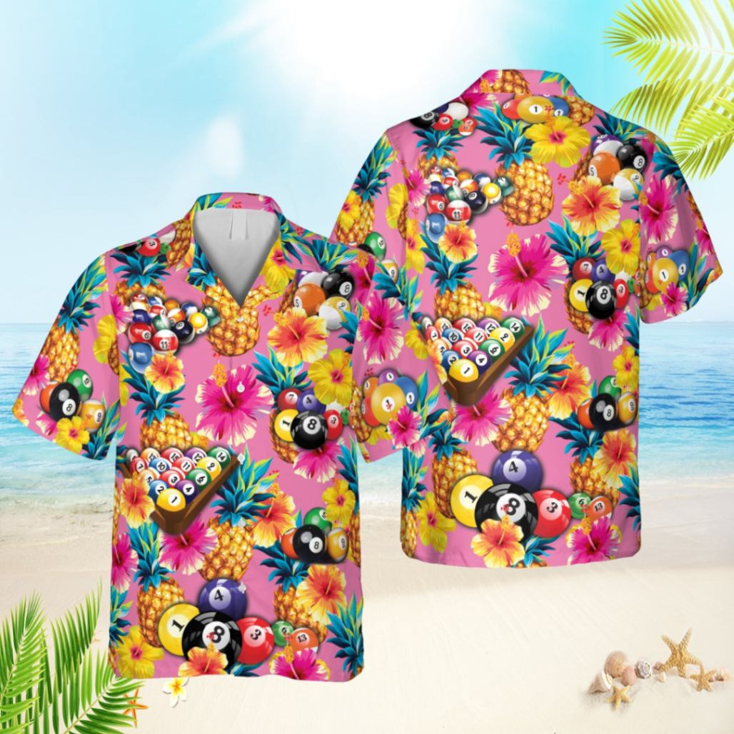 Pineapple Billards Pink Hawaii Shirt, Triangle Billards Beach 3D Shirt