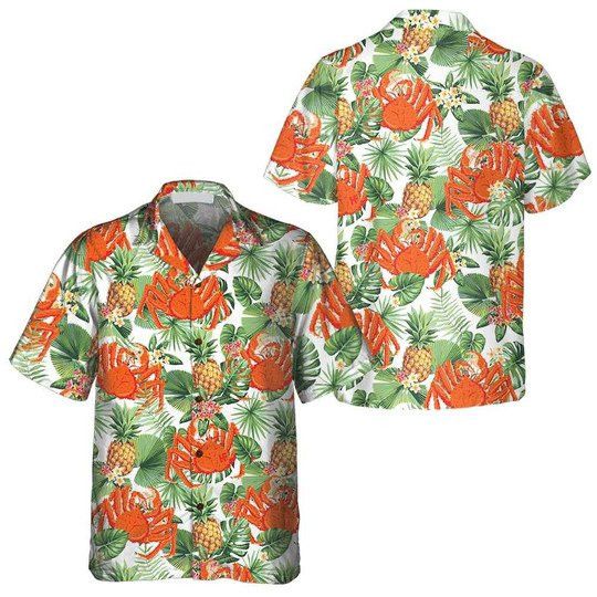 Pineapple Crab Pattern Summer Hawaiian Shirt for Crab Lovers
