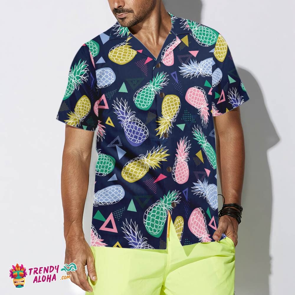 Pineapple Fruits In Memphis Style Hawaiian Shirt