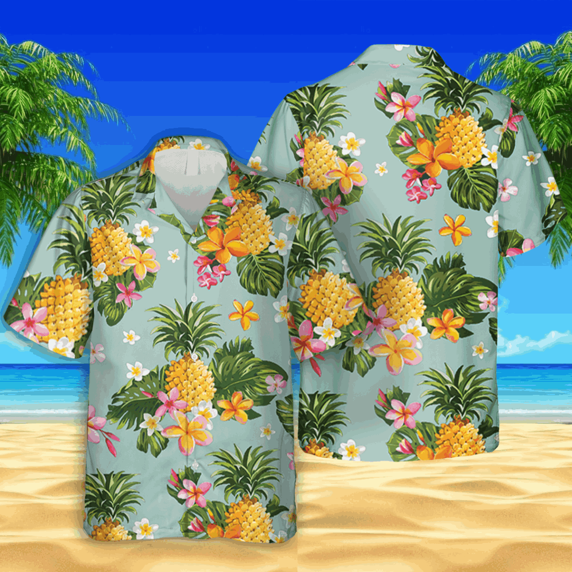 Pineapple Green Trendy Hawaiian Shirt, Cool Shirt, Summer Shirt