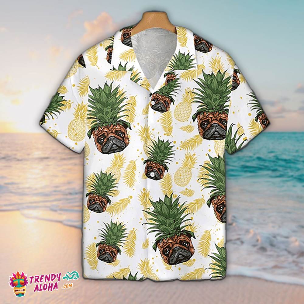 Pineapple Hawaiian Shirt Pug Pineapple Head Hawaiian Aloha Beach Shirt