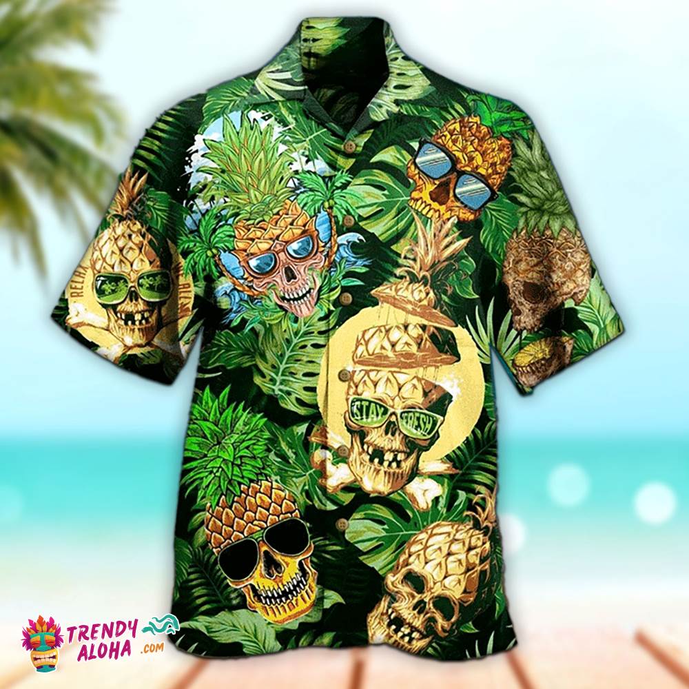 Pineapple Hawaiian Shirt Skull Pineapple 3D Hawaiian Aloha Beach Shirt