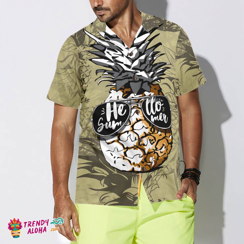 Pineapple Hello Summer Hawaiian Shirt Pineapple Hello Summer Hawaiian Shirt