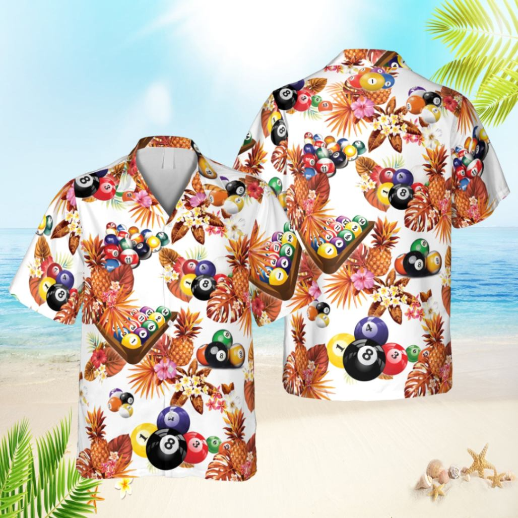 Pineapple Orange And White Billards Hawaii Shirt, Gift For Dad