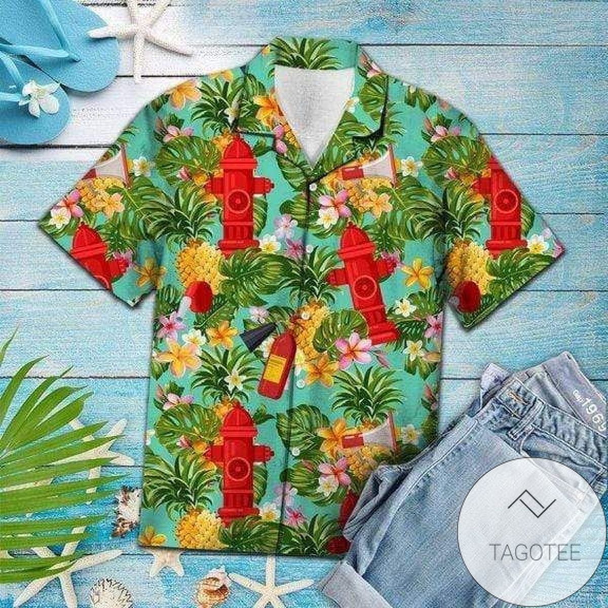Pineapple Salutes Firefighters in Hawaiian Shirt Tropical Wear