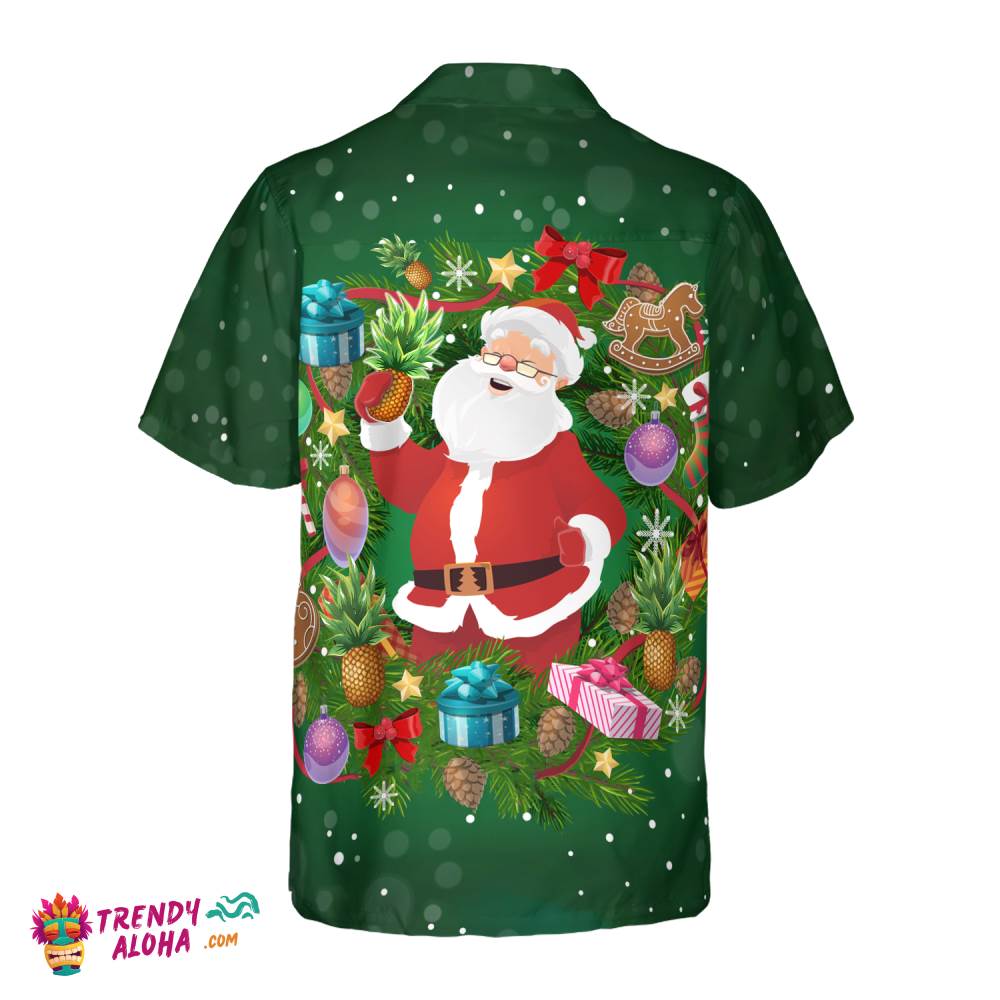 Pineapple Santa Wreath Hawaiian Shirt
