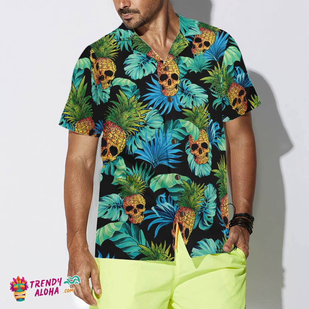 Pineapple Skull & The Tropical Leaves Hawaiian Shirt Pineapple Skull & The Tropical Leaves Hawaiian Shirt