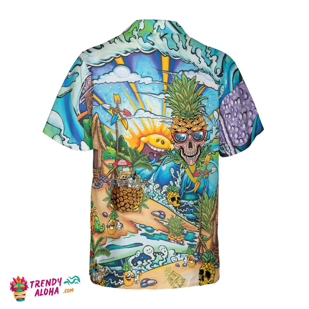 Pineapple Skull Beach Hawaiian Shirt