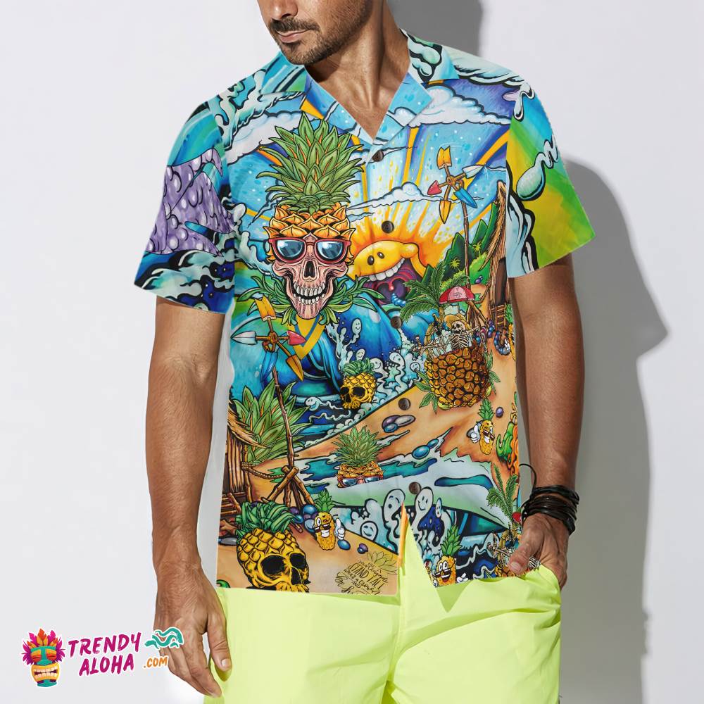 Pineapple Skull Beach Hawaiian Shirt Pineapple Skull Beach Hawaiian Shirt