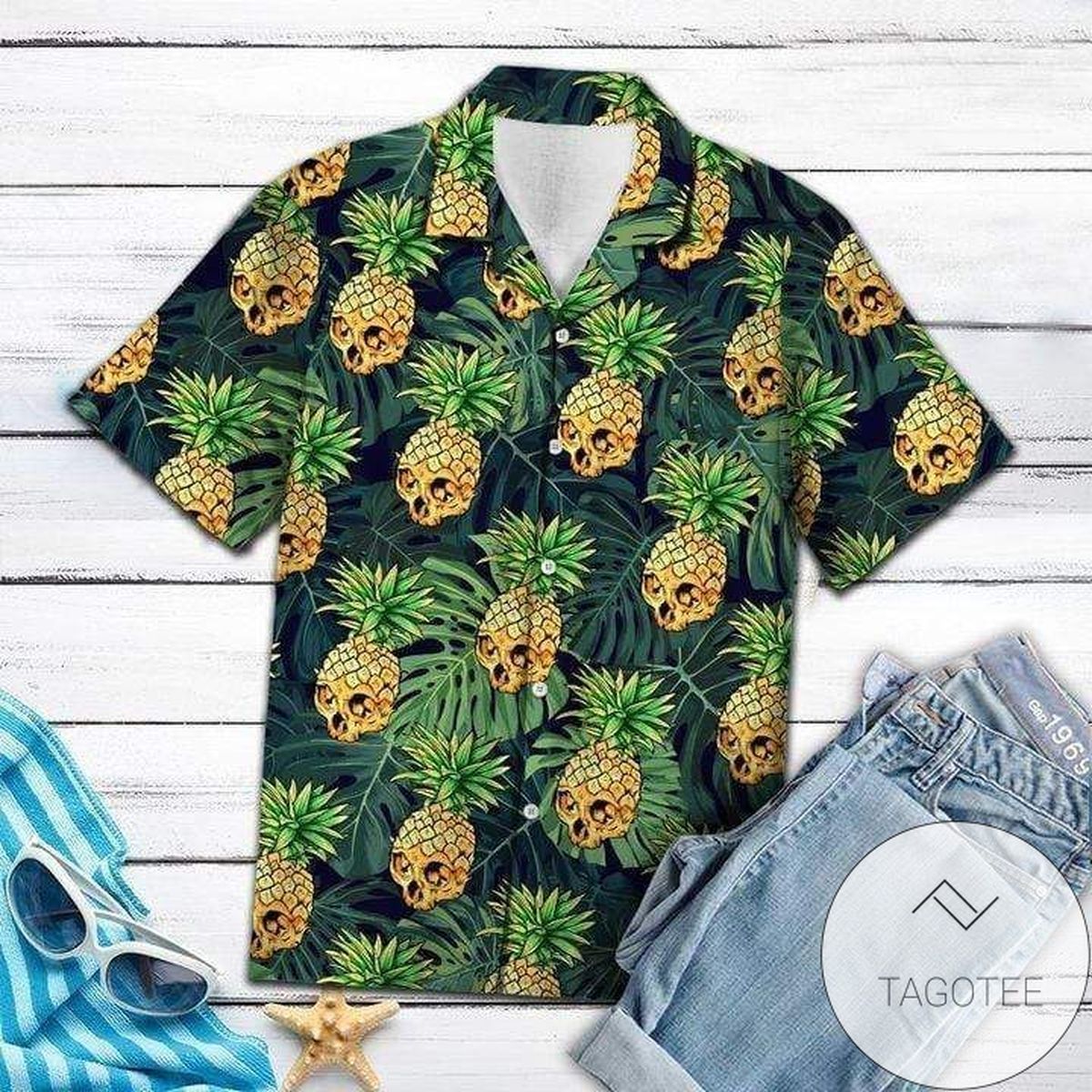 Pineapple Skull Summer Vibe Tropical Hawaiian Shirts