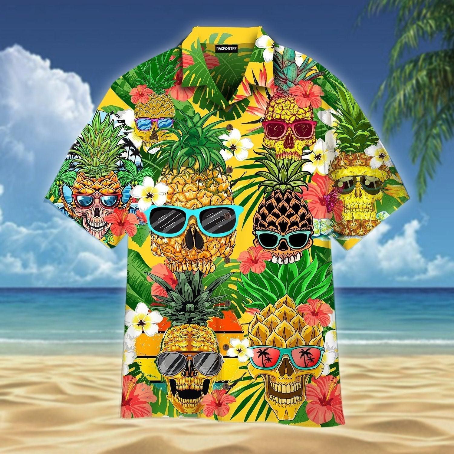 Pineapple Skull Tropical Hawaiian Shirt For