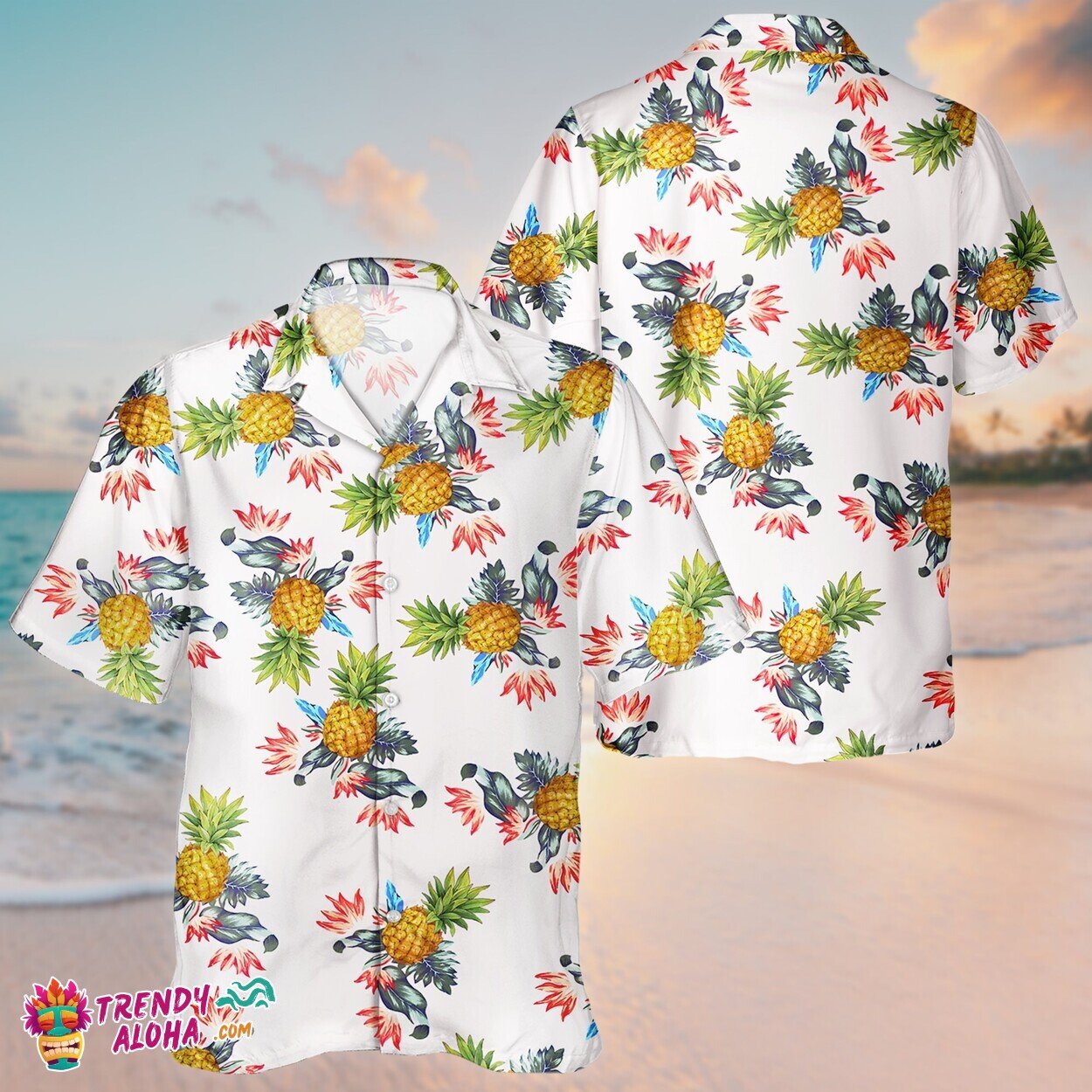 Pineapple Tropical Bliss Unisex Aloha Hawaiian Short Sleeve Shirt Love