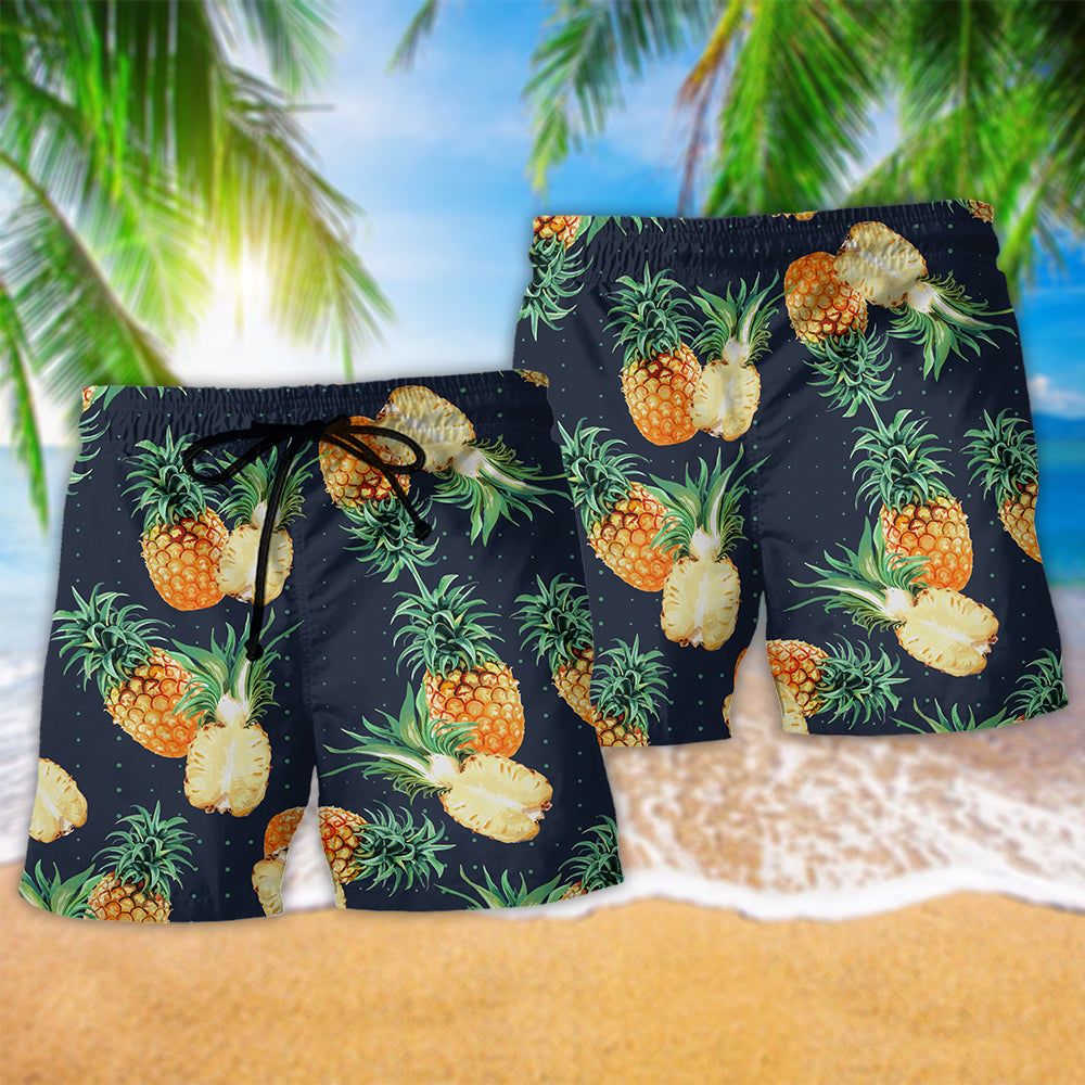 Pineapple Tropical Love Fruit Trendy Aloha Hawaiian Beach Shorts