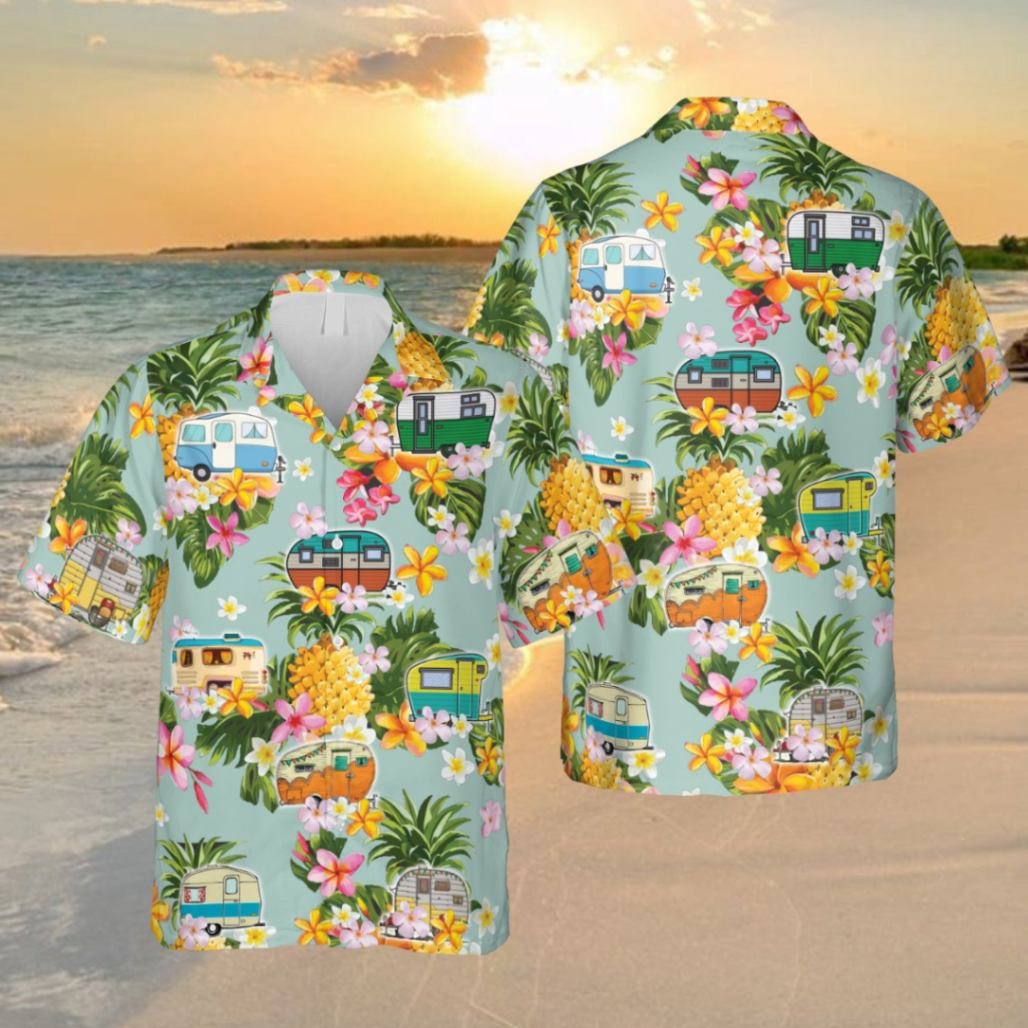 Pineapples And Campers Trendy Hawaiian Shirt, Camping T-Shirt