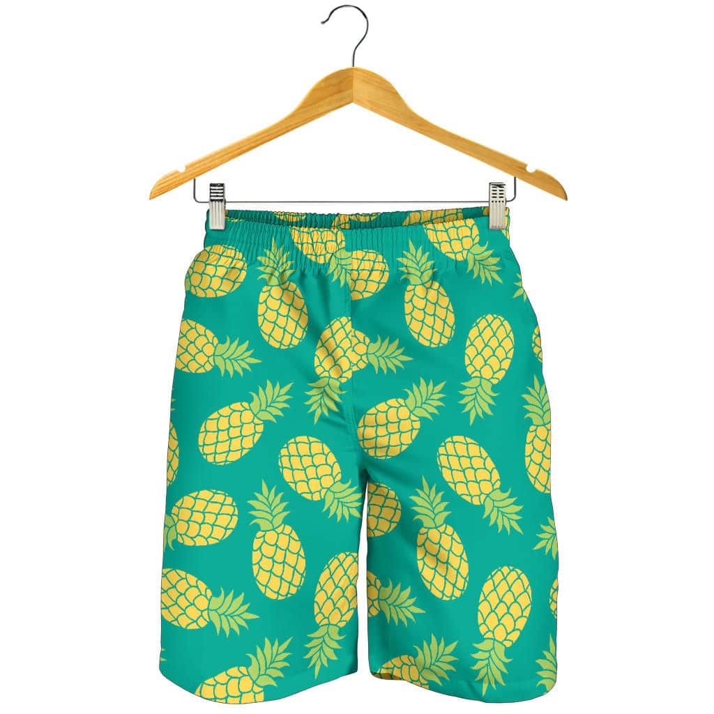 Pineapples Pattern Green Background For Men Women Kid Shorts