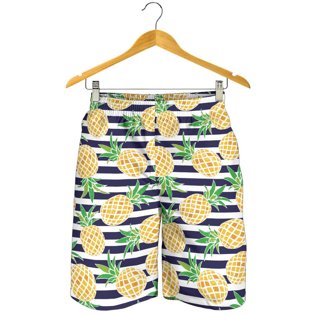 Pineapples Pattern Striped Background For Men Women Kid Shorts