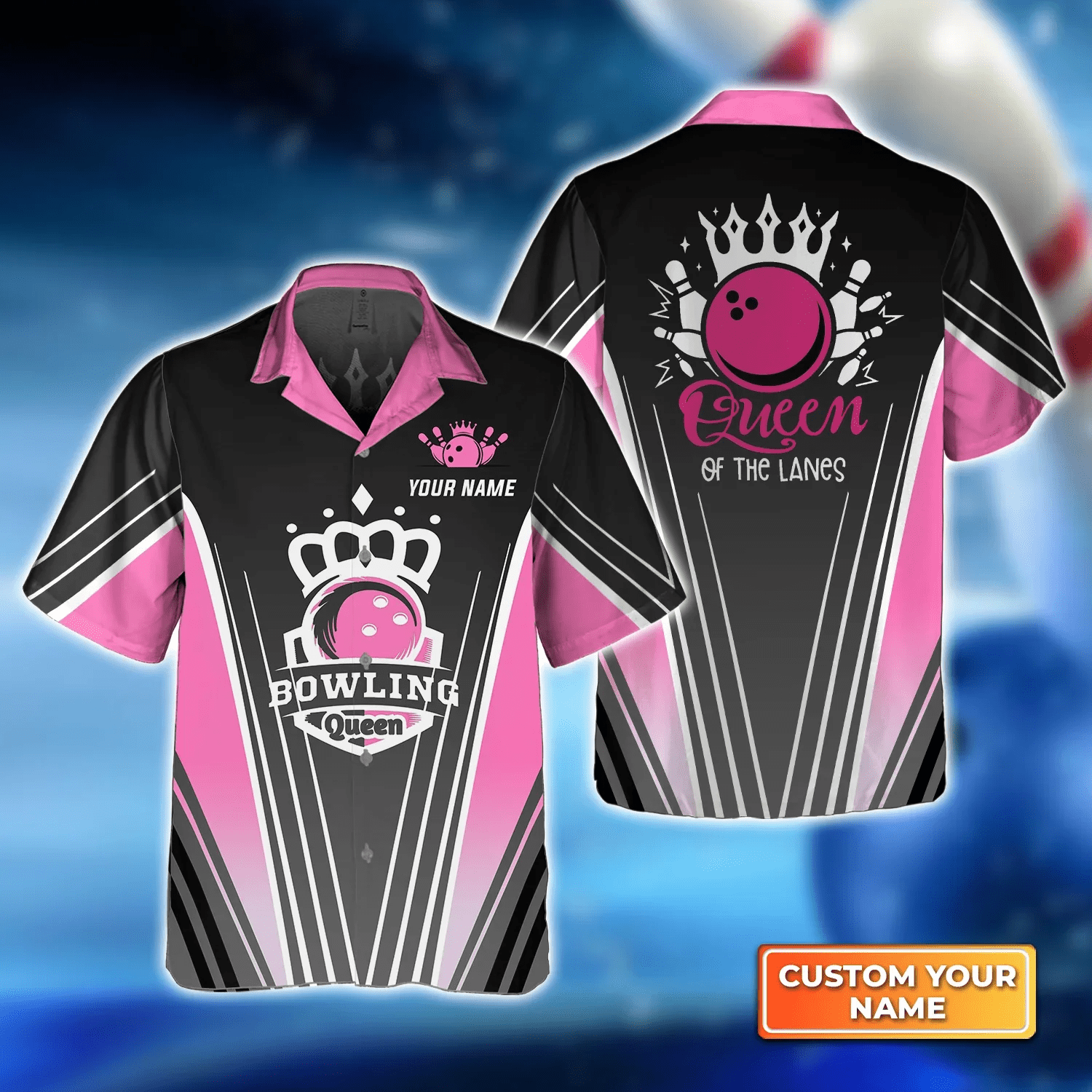 Pink Bowling Ball Queen Of The Lanes Trendy Hawaiian Shirt, Bowling Trendy Hawaiian Shirt For Men, Women, Bowling Team Shirt