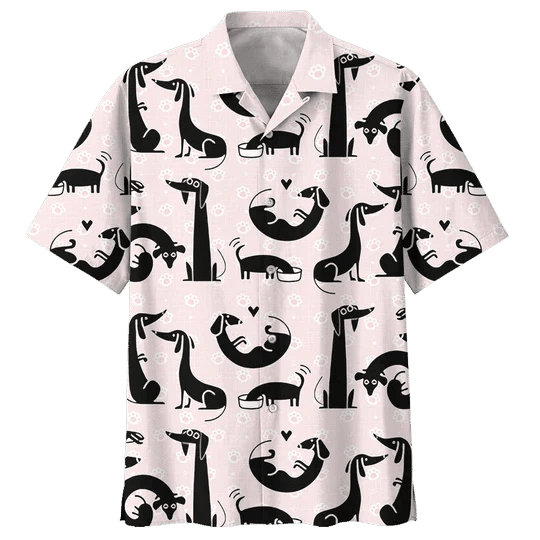 Pink Dachshund Watercolor Design Trendy Hawaiian Shirt