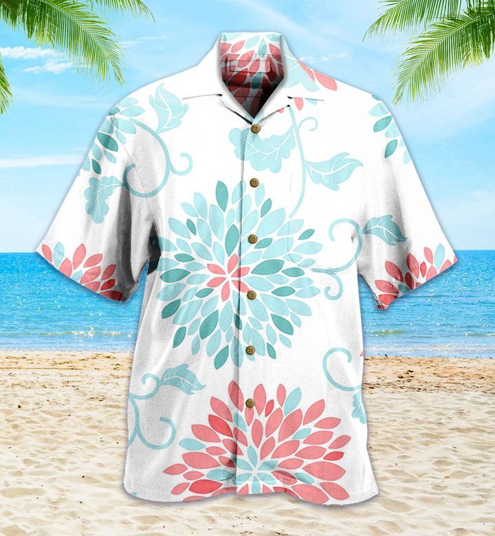 Pink Emma Coral Turquoise Hawaiian Shirt for Summer