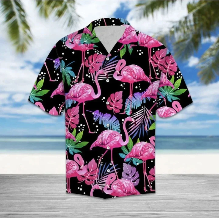 Pink Flamingo and Palm Mystique in Hawaiian Threads