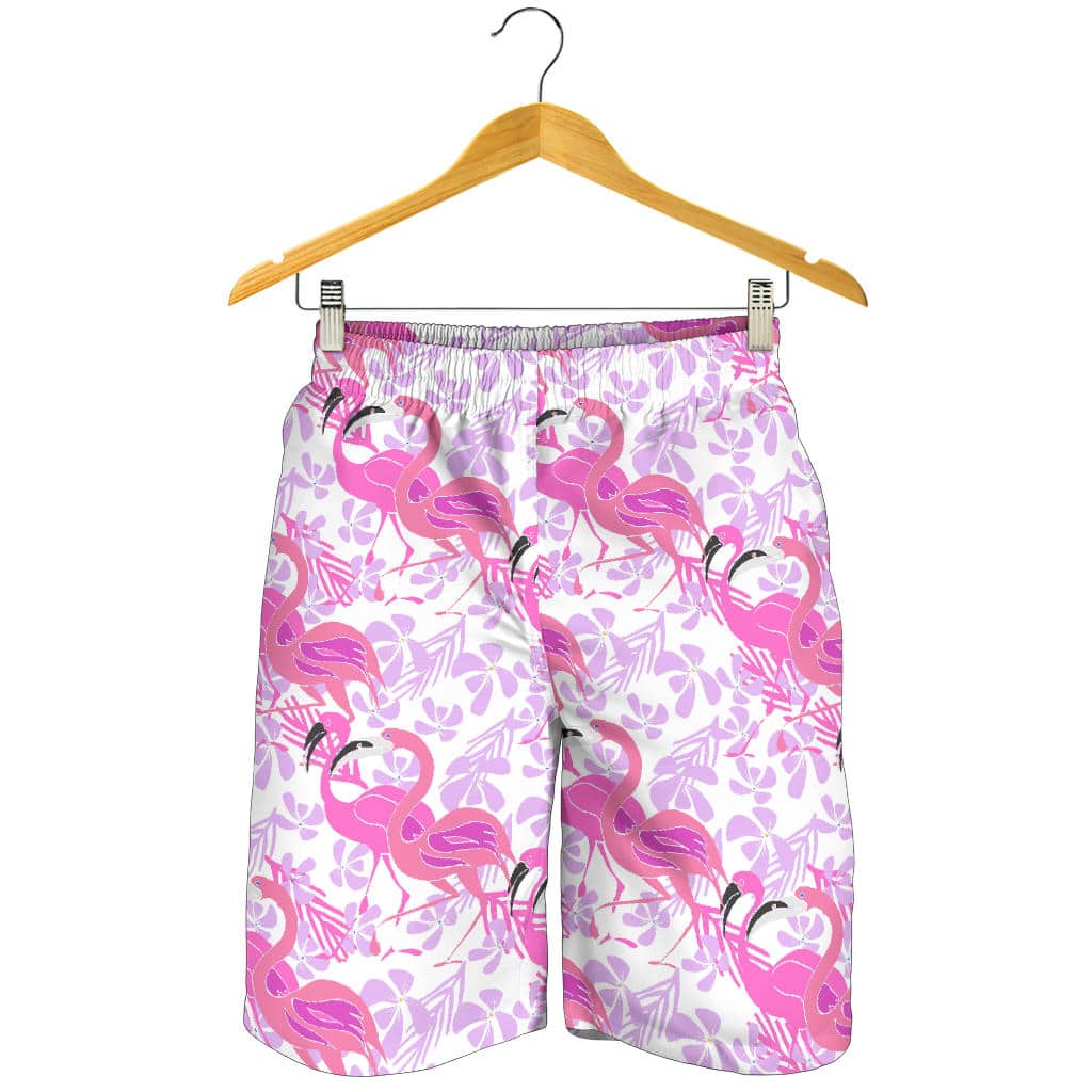 Pink Flamingo Flower Pattern For Men Women Kid Shorts