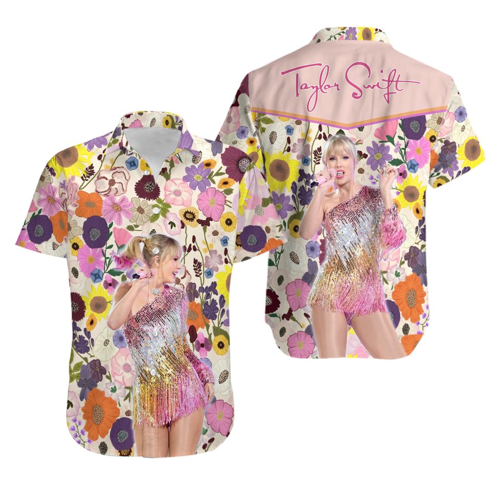 Pink Floral Tropical Taylor Swift Hawaiian Shirt for Fans – Limited Edition