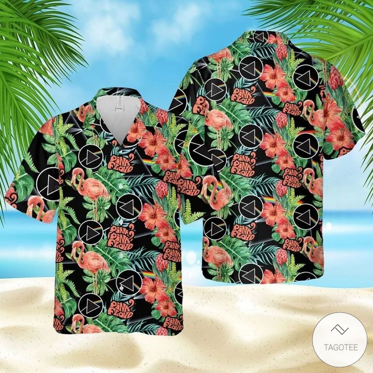 Pink Floyd Flamingos Intriguingly Adorn Vibrant Hawaiian Shirt