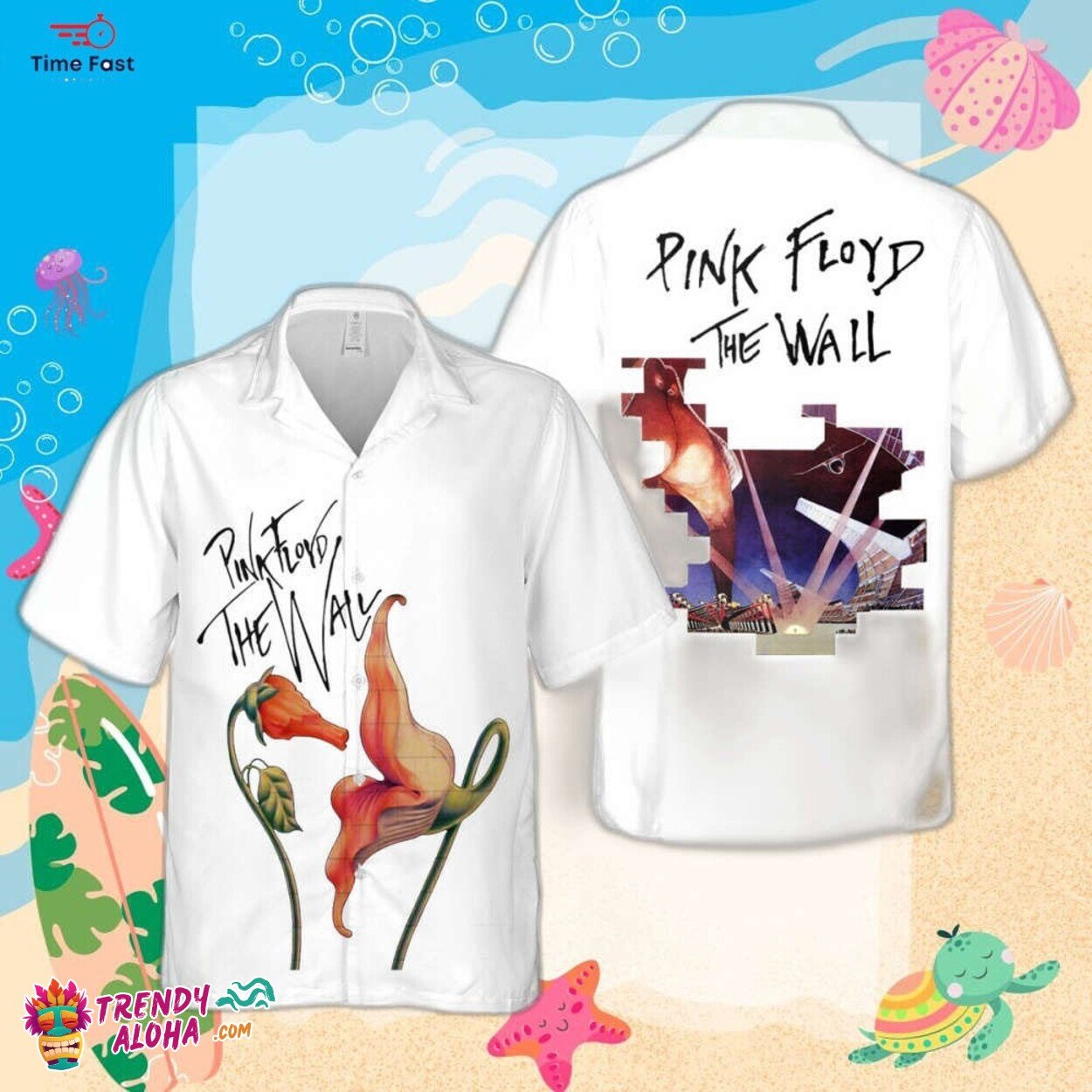 Pink Floyd The Wall Rock Music Poster Premium Hawaiian Shirt Art