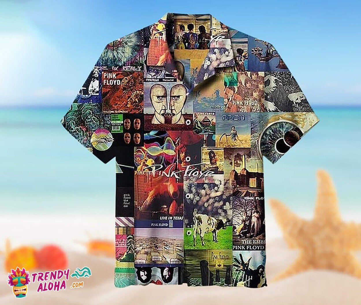 Pink Floyd Vintage Collage Tropical Summer Aloha Beachwear Shirt