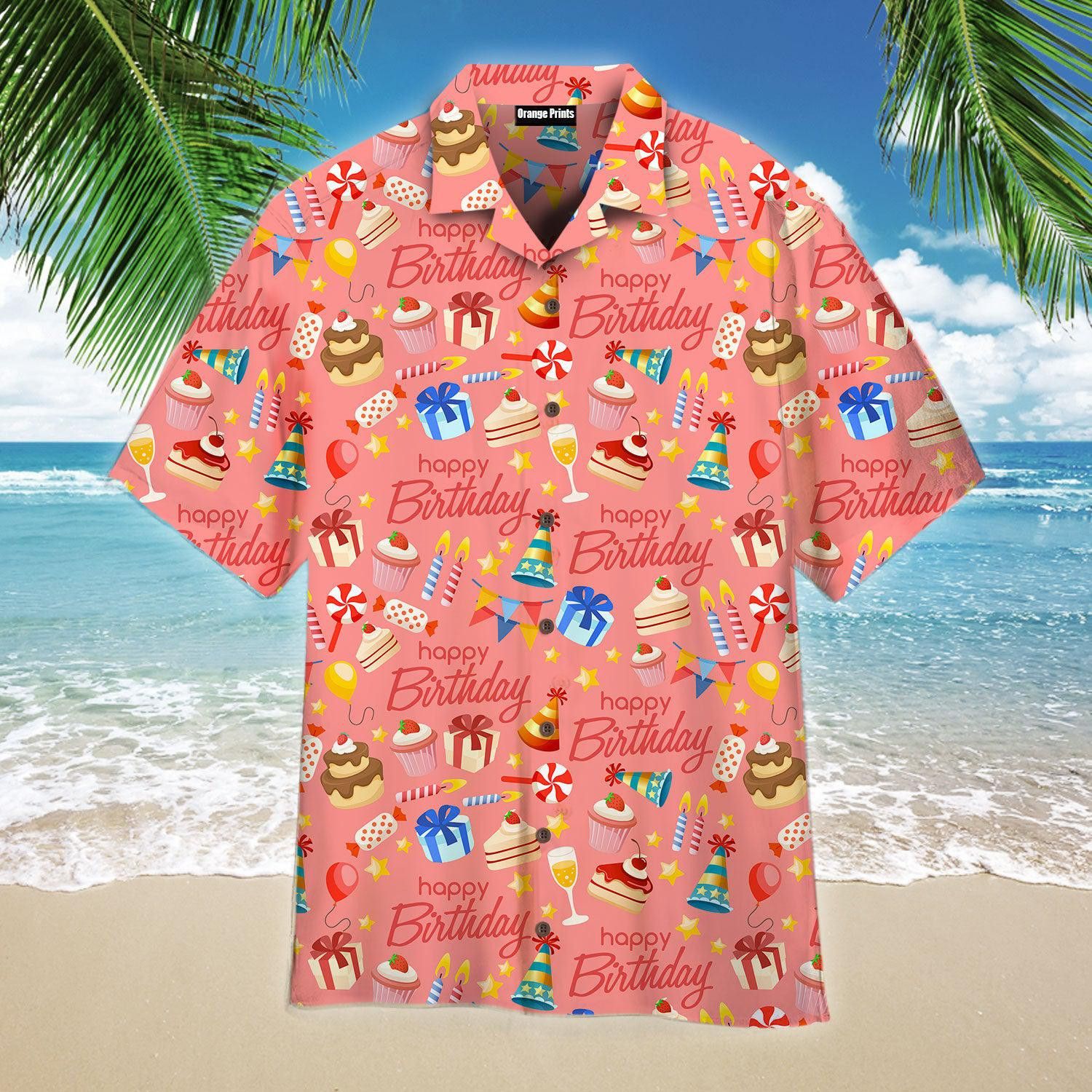 Pink Happy Birthday Gift Pattern Trendy Hawaiian Shirt