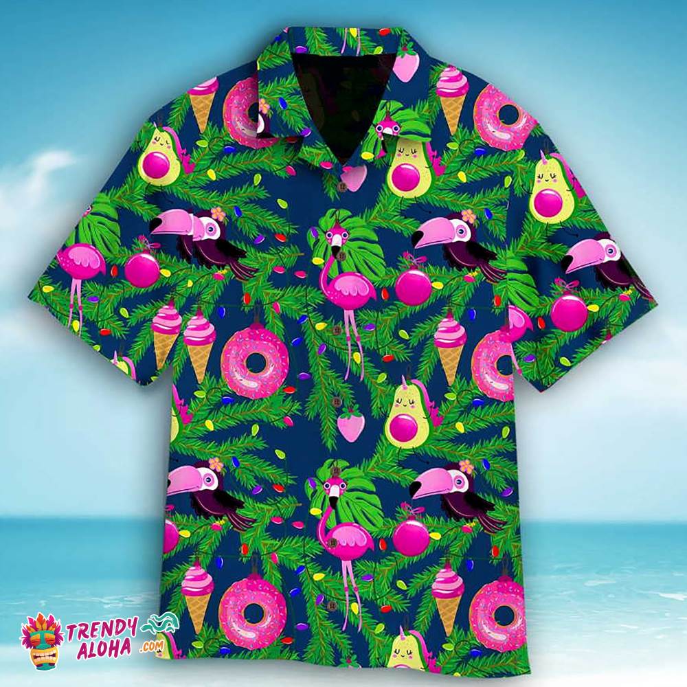 Pinky Flamingo Donut Avocado Parrot Hawaiian Aloha Beach Shirt