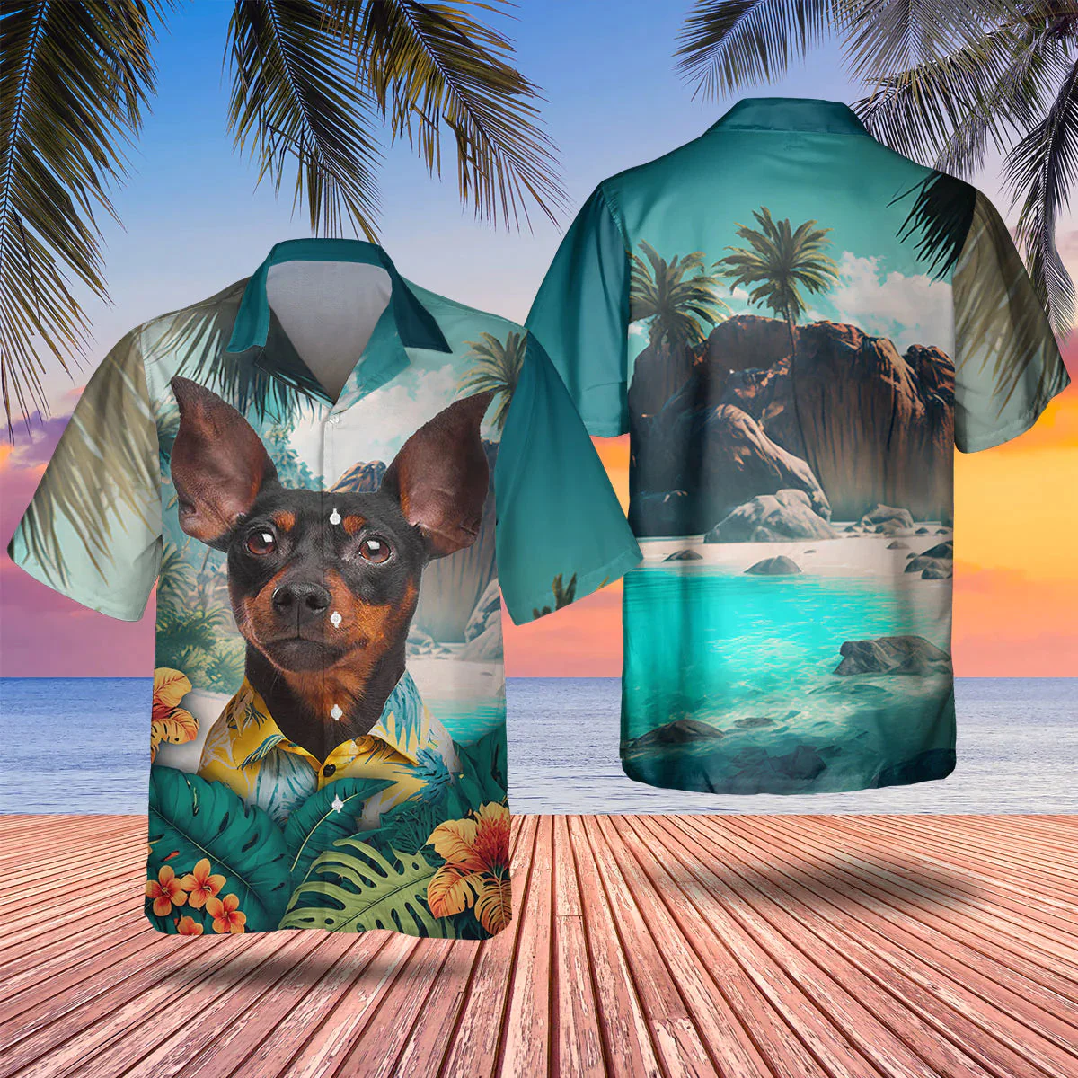 Pinscher Tropical Trendy Hawaiian Shirt, Dog Lover Trendy Hawaiian Shirt, Summer Gift For Men And Women Pinscher Tropical Trendy Hawaiian Shirt, Dog Lover Trendy Hawaiian Shirt, Summer Gift For Men And Women