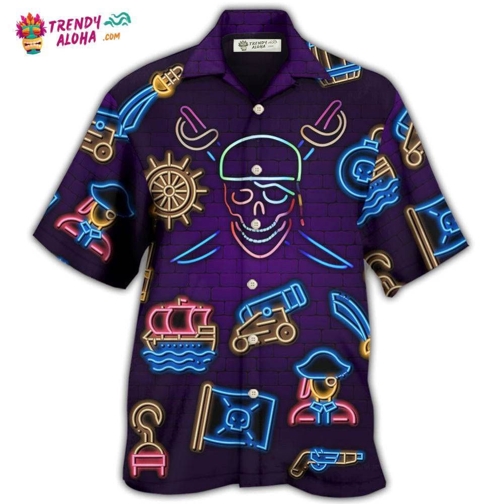 Pirate Neon Art Style Hawaiian Shirt – Trendy Aloha Pirate Neon Art Style Hawaiian Shirt – Trendy Aloha