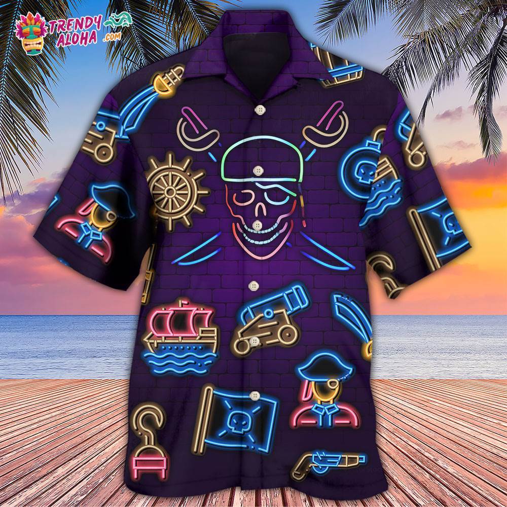 Pirate Neon Art Style Hawaiian Shirt – Trendy Aloha