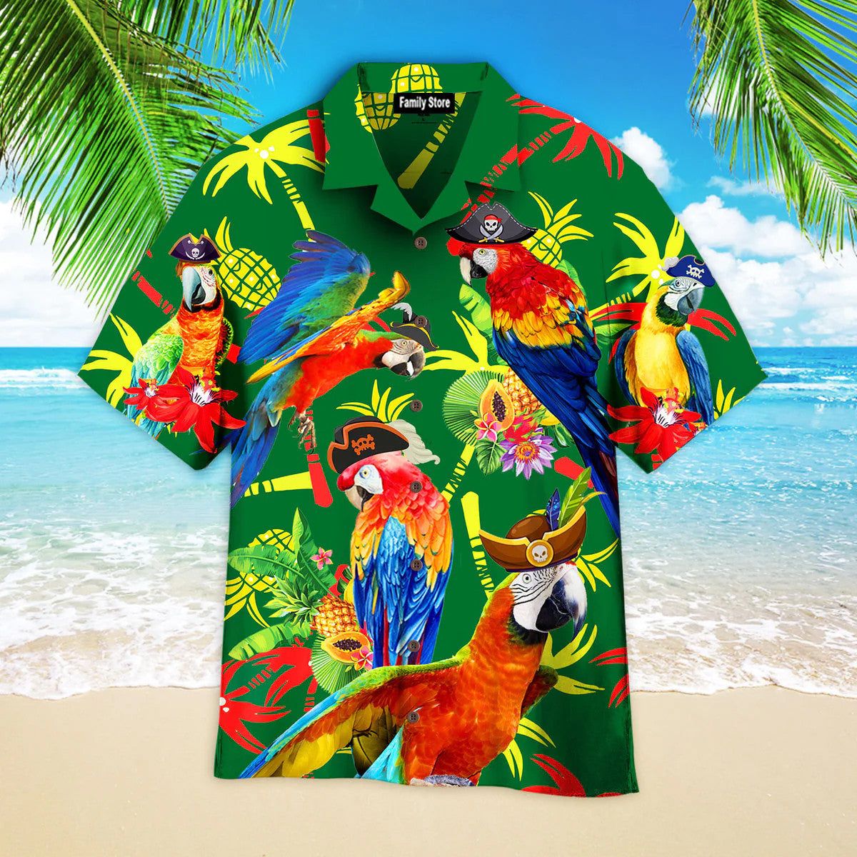 Pirate Parrots Tropical Hawaiian Shirts