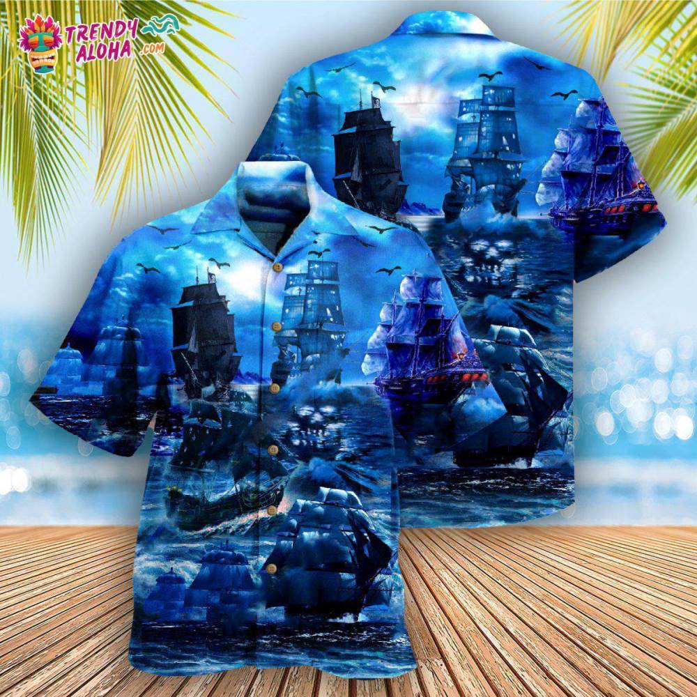 Pirate Ship Under The Romantic Moonlight Fantastic Hawaiian Shirt – Trendy Aloha