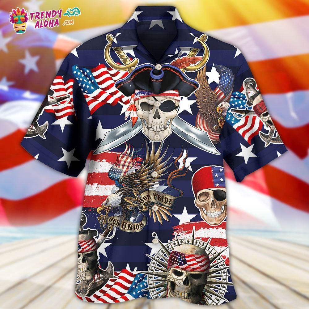 Pirate Skeleton America Independence Day Hawaiian Shirt – Trendy Aloha