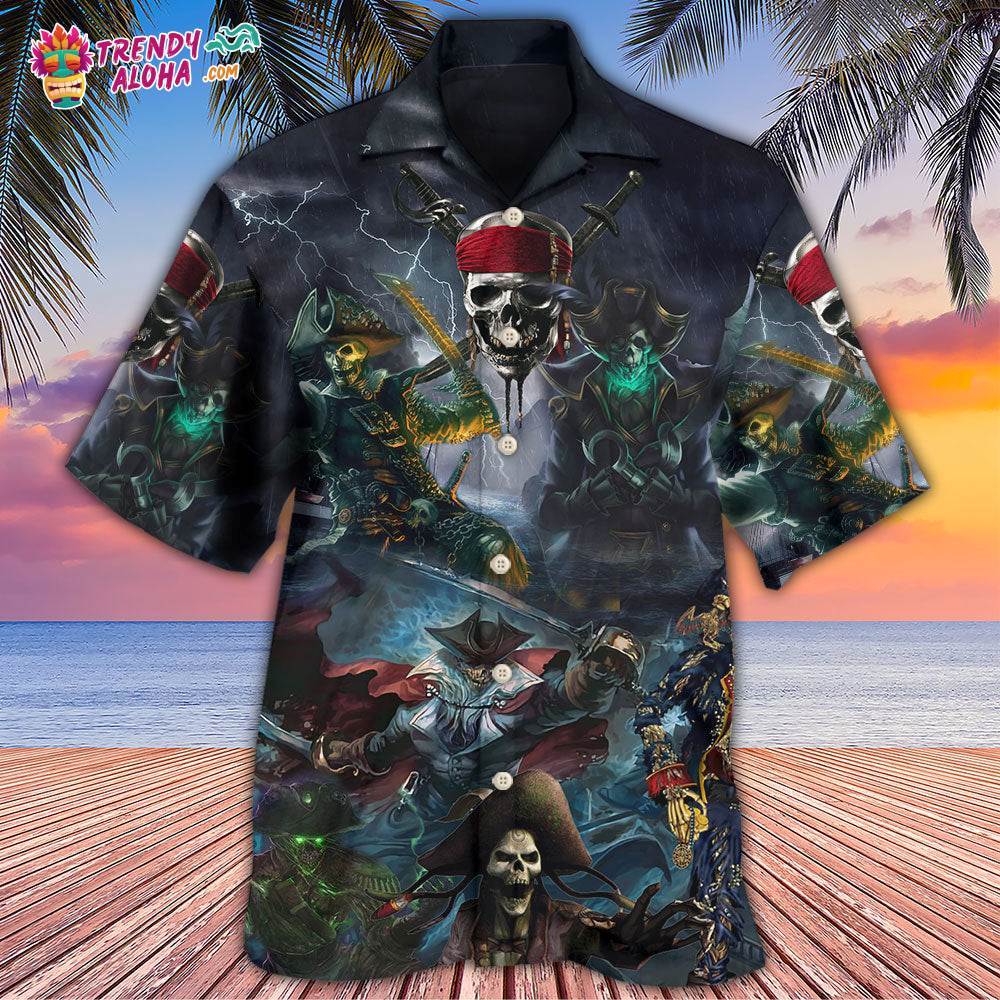 Pirate Skeleton And Thunder Hawaiian Shirt – Trendy Aloha