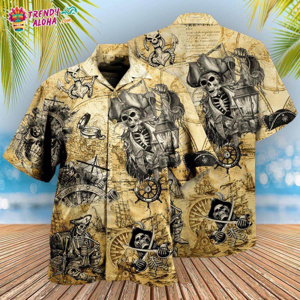 Pirate Skull Save A Ship Ride A Pirate Hawaiian Shirt – Trendy Aloha