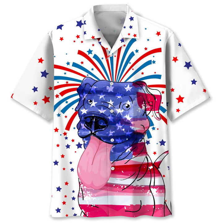 Pit Bull Independence Day Trendy Hawaiian Shirt
