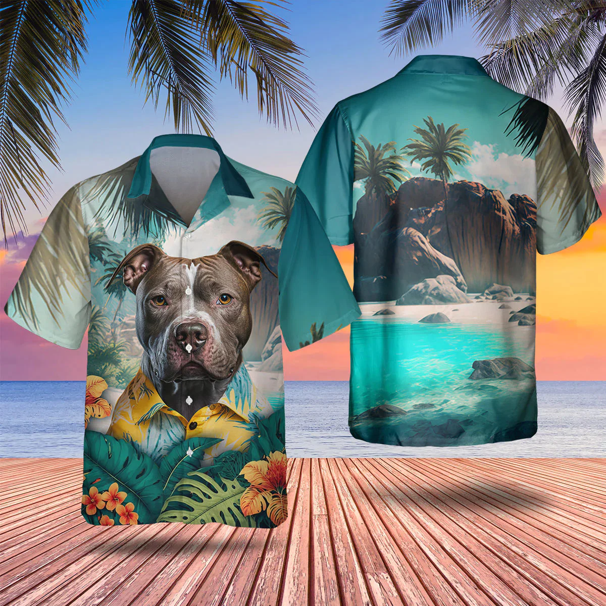 Pitbull 3D Tropical Trendy Hawaiian Shirt, Dog Lover Trendy Hawaiian Shirt, Summer Trendy Hawaiian Shirt For Men And Women Pitbull 3D Tropical Trendy Hawaiian Shirt, Dog Lover Trendy Hawaiian Shirt, Summer Trendy Hawaiian Shirt For Men And Women