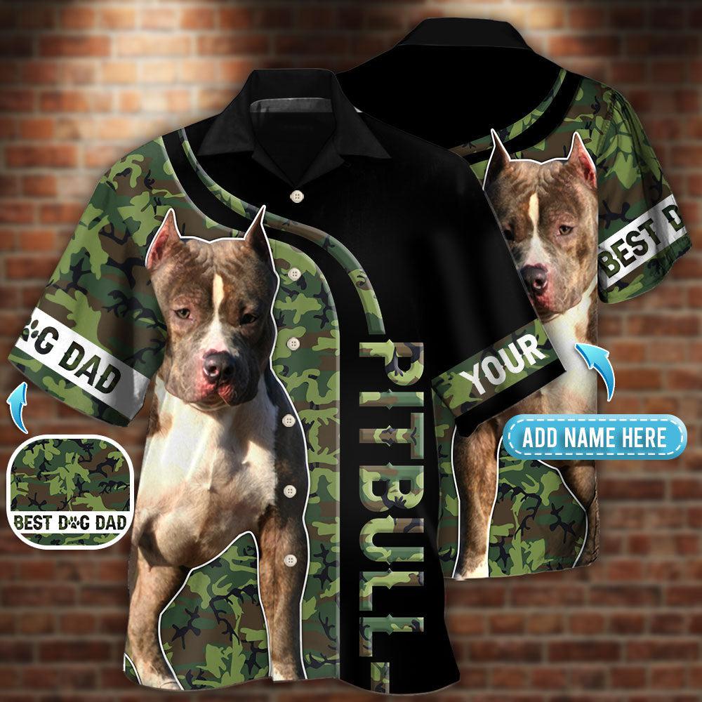 Pitbull Camo Best Dog Dad Personalized – Hawaiian Shirt