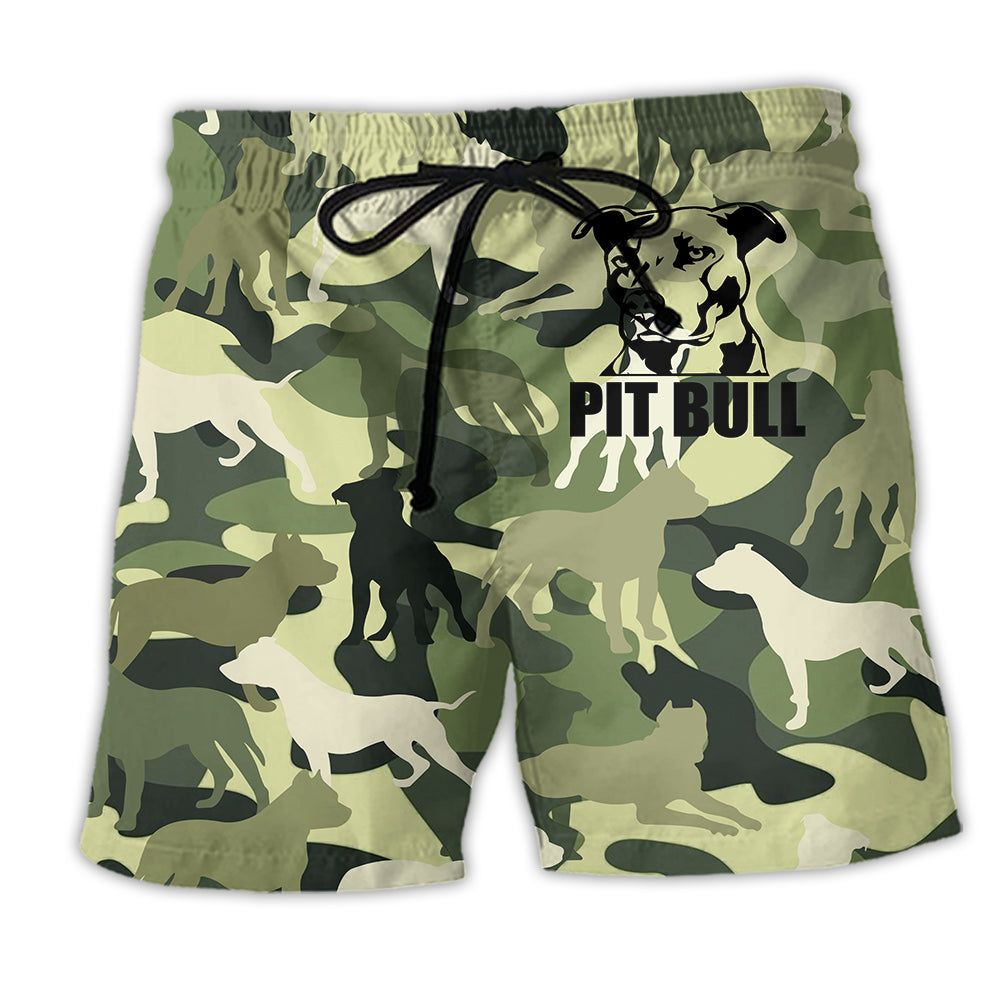 Pitbull Camouflage Basic Style Trendy Aloha Hawaiian Beach Shorts