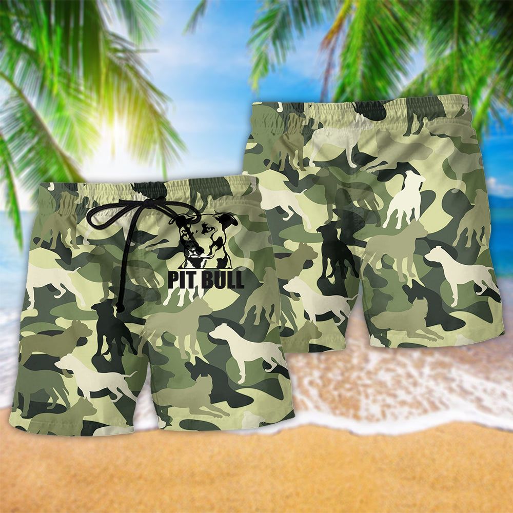 Pitbull Camouflage Basic Style Trendy Aloha Hawaiian Beach Shorts